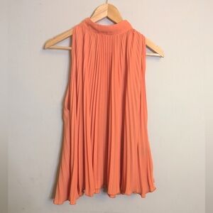 Tome Plisse Pleated Orange Tank Top Blouse Size S